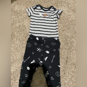 matching football onesie and pants, 6-9m